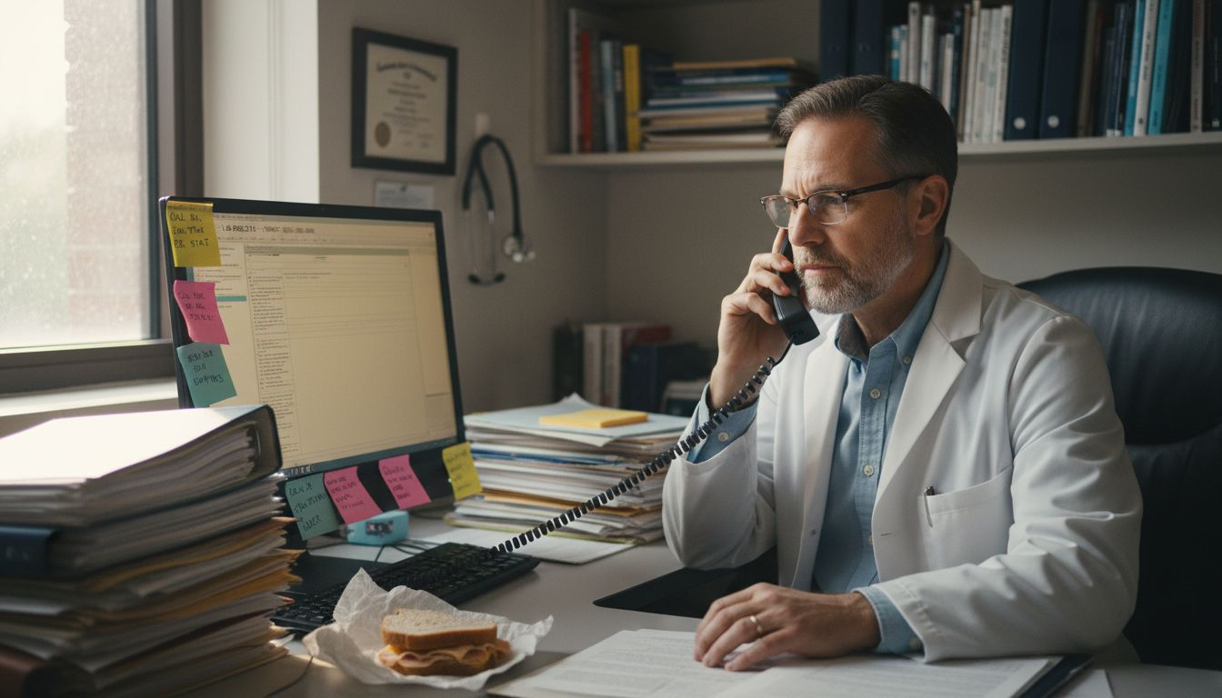 Physician reviewing results in hospital office