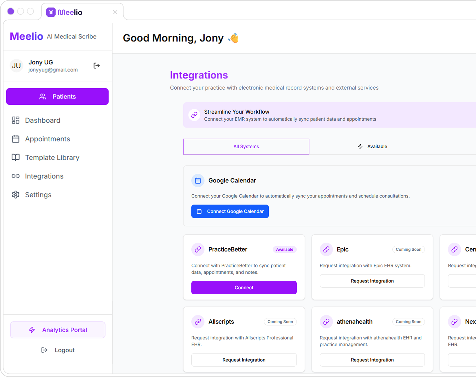 Meelio + Cerbo Integration Interface